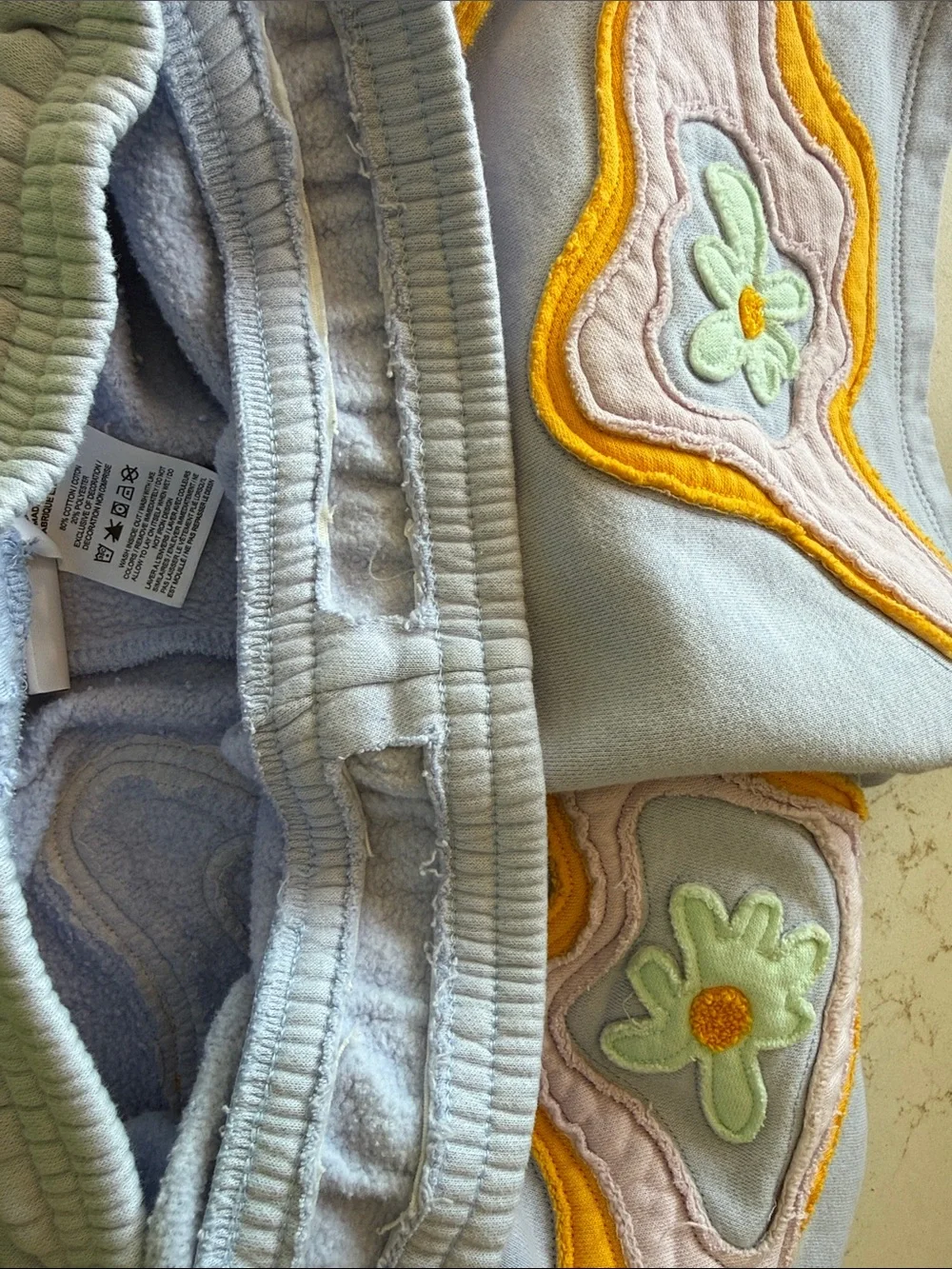 Nike Light Lavender Hoodie & Shorts Set with Pastel Floral Appliqués